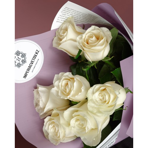 Купить на заказ Букет из 7 белых роз с доставкой в Талгаре