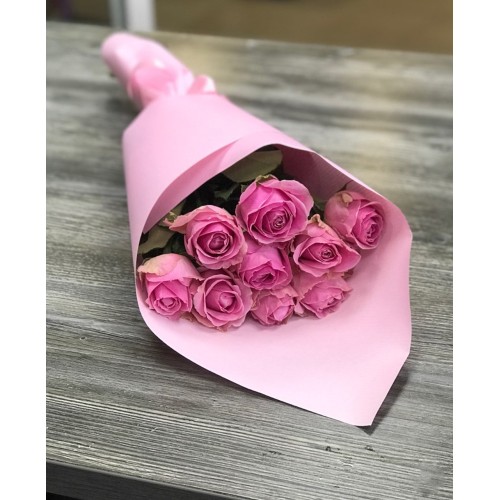 Купить на заказ Букет из 9 розовых роз с доставкой в Талгаре