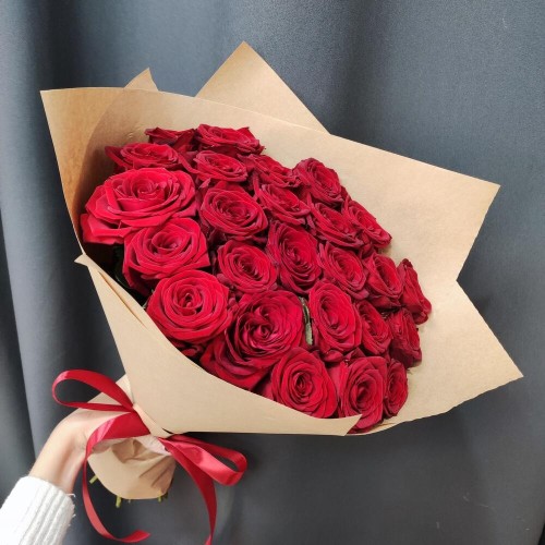 Купить на заказ Букет из 25 красных роз с доставкой в Талгаре